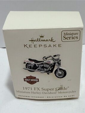 Harley Davidson White 1971 FX Super Glide Miniature Ornament